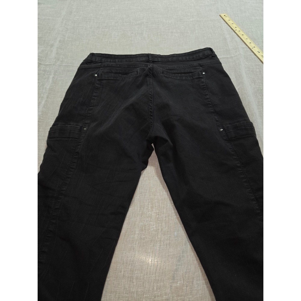 Womens Black Cargo Utility Straight Leg Jeans Stretch Y2K Pants Size 36x28 - Picture 14 of 14